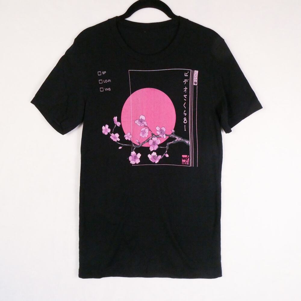 Warakami Vaporwave Sakura Sunset Graphic T-Shirt Sz S Pink Digital Print 2D Soul
